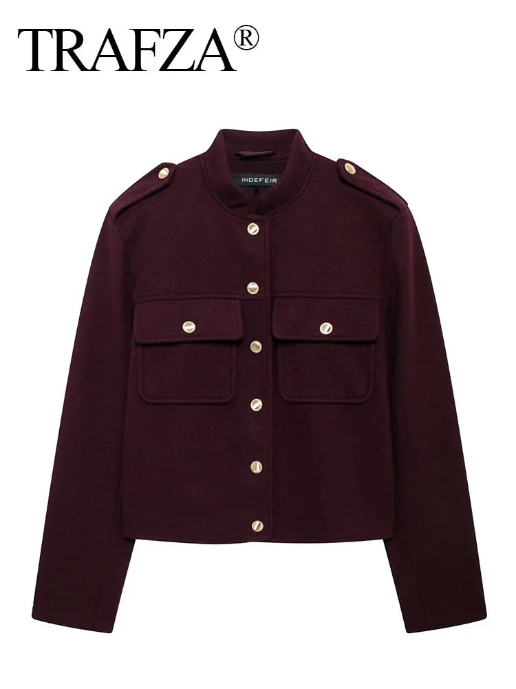 Rebelle-Elite Manteau Vintage Rouge Bordeaux pour Femme